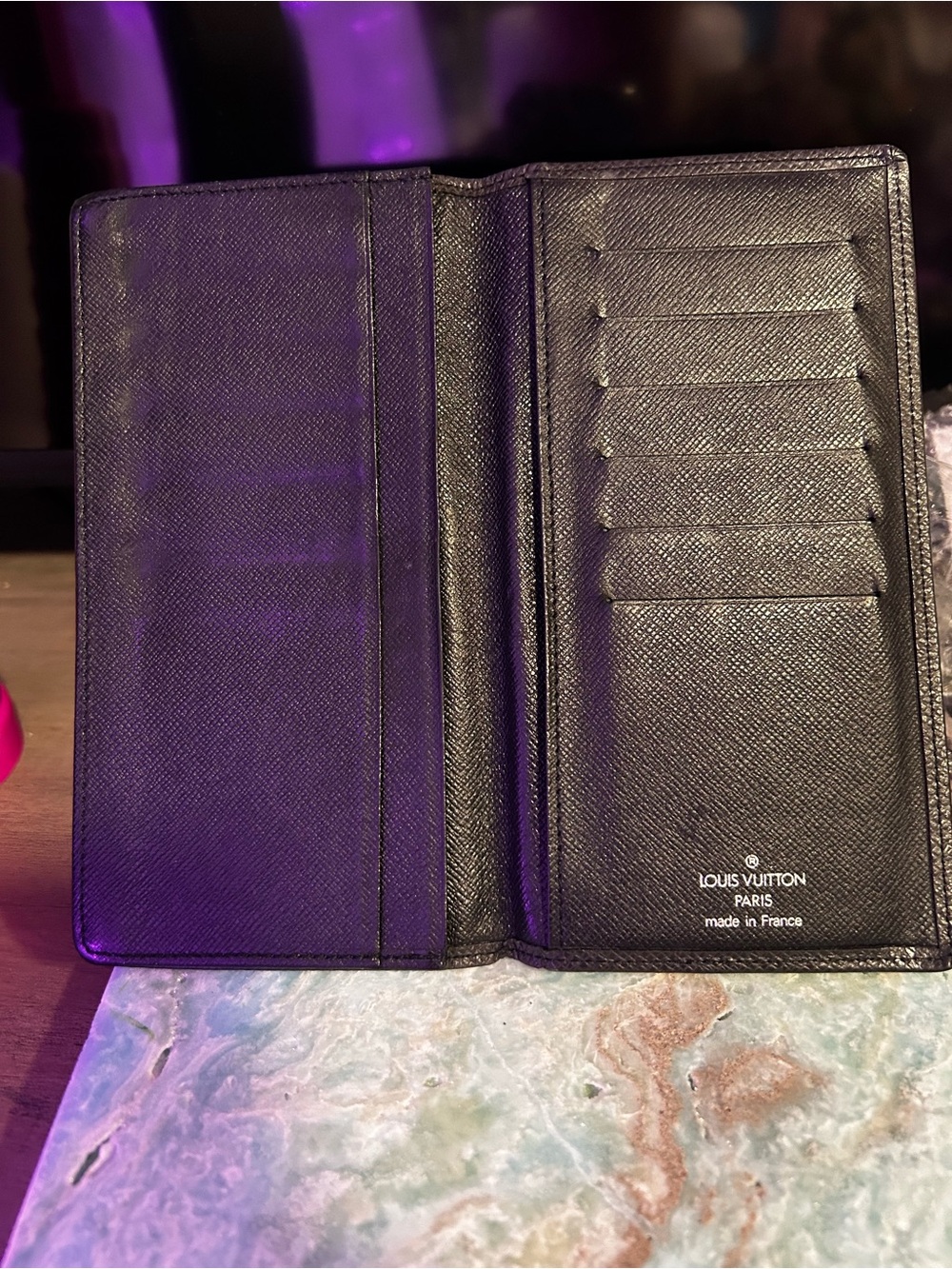 Louis Vuitton Black Slim Card Holder Wallet